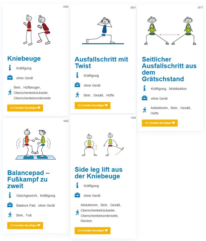 Screenshot der Übungsreihe September 2025 mit dem Thema Beinkraft