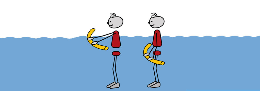 Figur drückt Poolnudel unter Wasser